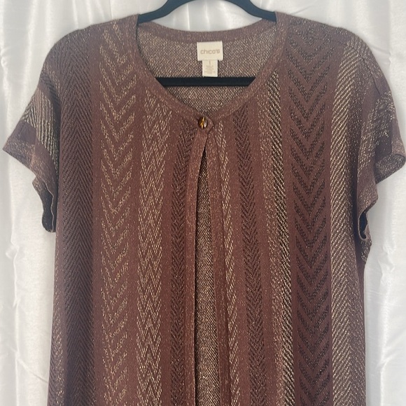 NWOT Chico’s Open Short Sleeved Sweater Size 1 (Small) - Picture 2 of 10